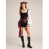 image:imageScarlet Darkness Women Renaissance Corset Tops Medieval Jacquard Bustier  Fishboned Lace Up Exquisite Floral for Ren Faire Peasant Pirate Cosplay CostumeRed Black