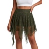 image:imageScarlet Darkness Lace Mini Skirts for Women Renaissance Boho Short Skirt  Y2k High Waisted Asymmetrical Ruffle Hem for Country Concert Music Festival Ren Faire Pirate Costume WomenArmy Green
