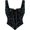 image:imageScarlet Darkness Women Renaissance Corset Tops Medieval Jacquard Bustier  Fishboned Lace Up Exquisite Floral for Ren Faire Peasant Pirate Cosplay CostumeBlue Black