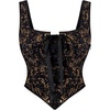 image:imageScarlet Darkness Women Renaissance Corset Tops Medieval Jacquard Bustier  Fishboned Lace Up Exquisite Floral for Ren Faire Peasant Pirate Cosplay CostumeGold Black