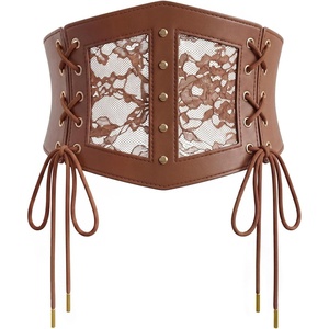 image:imageScarlet Darkness Renaissance Corset Belts for Women Pirate Goth Waist Belt  Lace Up Waist Ren Faire Accessories Back Elastic Western Underbust Medieval Viking Witch Halloween Costume for DressWhite