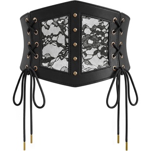 image:imageScarlet Darkness Renaissance Corset Belts for Women Pirate Goth Waist Belt  Lace Up Waist Ren Faire Accessories Back Elastic Western Underbust Medieval Viking Witch Halloween Costume for DressBlack