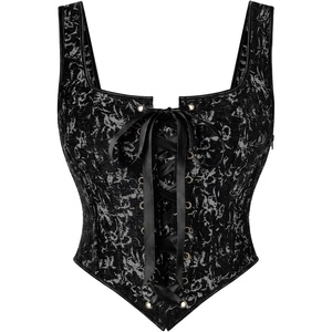 image:imageScarlet Darkness Women Renaissance Corset Tops Medieval Jacquard Bustier  Fishboned Lace Up Exquisite Floral for Ren Faire Peasant Pirate Cosplay CostumeSilver Black