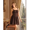 image:imageScarlet Darkness Corset Mini Dress Adjustable Straps Sundress with PocketsDark Chocolate