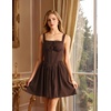 image:imageScarlet Darkness Corset Mini Dress Adjustable Straps Sundress with PocketsDark Chocolate