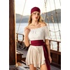 image:imageScarlet Darkness Mini Skirt for Women Renaissance Pirate Layered SkirtsApricot