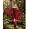 image:imageScarlet Darkness Renaissance Costume Women Chiffon Corset Pirate Mini DressDark Red