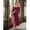 image:imageScarlet Darkness Renaissance Costume Women Off Shoulder Long Sleeve DressDark Red