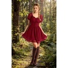 image:imageScarlet Darkness Women Renaissance Dress Mini Short Sleeve Fairy CostumeDark Red