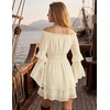 image:imageScarlet Darkness Womens Renaissance Off Shoulder Long Sleeve Mini DressIvory White