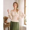 image:imageScarlet Darkness Womens Renaissance Peasant Blouse Lace Off Shoulder TopsApricot