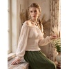 image:imageScarlet Darkness Womens Renaissance Peasant Blouse Lace Off Shoulder TopsApricot