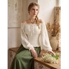 image:imageScarlet Darkness Womens Renaissance Peasant Blouse Lace Off Shoulder TopsCream