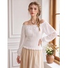 image:imageScarlet Darkness Womens Renaissance Peasant Blouse Lace Off Shoulder TopsIvory White