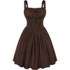 image:imageScarlet Darkness Corset Mini Dress Adjustable Straps Sundress with PocketsDark Chocolate