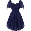 image:imageScarlet Darkness Women Renaissance Dress Mini Short Sleeve Fairy CostumeNavy