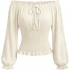 image:imageScarlet Darkness Womens Renaissance Peasant Blouse Lace Off Shoulder TopsCream