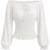 image:imageScarlet Darkness Womens Renaissance Peasant Blouse Lace Off Shoulder TopsIvory White