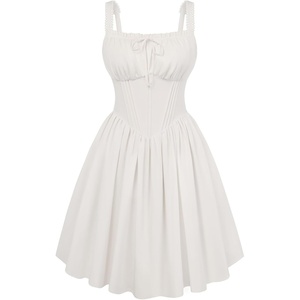 image:imageScarlet Darkness Corset Mini Dress Adjustable Straps Sundress with PocketsWhite