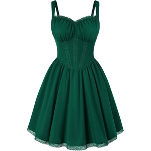 image:imageScarlet Darkness Lace Corset Mini Dress with Pocket Women Teens Grad OutfitDark Green
