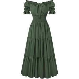 image:imageScarlet Darkness Off Shoulder Puff Sleeve Renaissance Cottage Pirate DressOlive