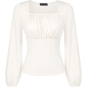 image:imageScarlet Darkness Peasant Blouses for Women Long Sleeve Renaissance ShirtsIvory White