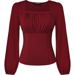 image:imageScarlet Darkness Peasant Blouses for Women Long Sleeve Renaissance ShirtsRed