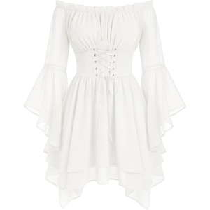 image:imageScarlet Darkness Renaissance Costume Women Chiffon Corset Pirate Mini DressWhite