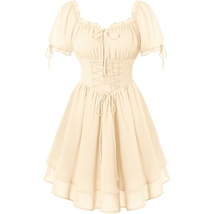 image:imageScarlet Darkness Women Renaissance Dress Mini Short Sleeve Fairy CostumeCream