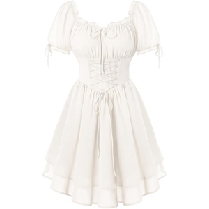 image:imageScarlet Darkness Women Renaissance Dress Mini Short Sleeve Fairy CostumeIvory White
