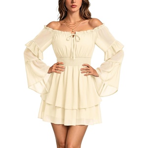 image:imageScarlet Darkness Womens Renaissance Off Shoulder Long Sleeve Mini DressIvory White