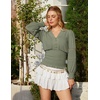 image:imageScarlet Darkness Renaissance Shirt Women Long Sleeve V Neck Peasant TopsBean Green