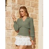 image:imageScarlet Darkness Renaissance Shirt Women Long Sleeve V Neck Peasant TopsBean Green