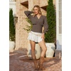 image:imageScarlet Darkness Renaissance Shirt Women Long Sleeve V Neck Peasant TopsChocolate