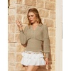image:imageScarlet Darkness Renaissance Shirt Women Long Sleeve V Neck Peasant TopsKhaki