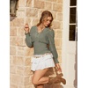 image:imageScarlet Darkness Renaissance Shirt Women Long Sleeve V Neck Peasant TopsMoss Grey