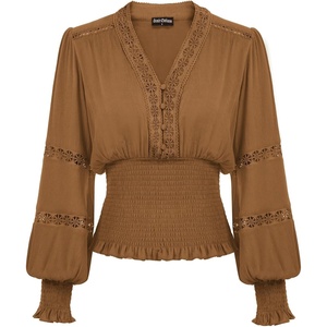 image:imageScarlet Darkness Renaissance Shirt Women Long Sleeve V Neck Peasant TopsAutumnal