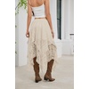 image:imageScarlet Darkness Lace Skirt for Women Asymmetrical Flowy Boho Maxi SkirtsBeige
