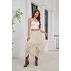 image:imageScarlet Darkness Lace Skirt for Women Asymmetrical Flowy Boho Maxi SkirtsBeige