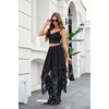 image:imageScarlet Darkness Lace Skirt for Women Asymmetrical Flowy Boho Maxi SkirtsBlack