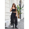 image:imageScarlet Darkness Lace Skirt for Women Asymmetrical Flowy Boho Maxi SkirtsBlack