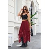 image:imageScarlet Darkness Lace Skirt for Women Asymmetrical Flowy Boho Maxi SkirtsRed