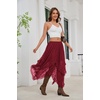 image:imageScarlet Darkness Lace Skirt for Women Asymmetrical Flowy Boho Maxi SkirtsRed