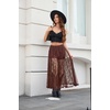 image:imageScarlet Darkness Womens Lace Sheer Long Maxi Skirt A Line Gothic SkirtFriar Brown