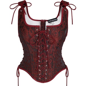 image:imageScarlet Darkness Women Corset Top Renaissance Pirate Costume Boned BustierBlackred