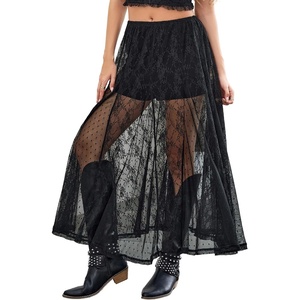 image:imageScarlet Darkness Womens Lace Sheer Long Maxi Skirt A Line Gothic SkirtBlack
