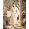 image:imageScarlet Darkness Renaissance Costume Women Bell Sleeve Medieval Dress MaxiCream
