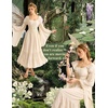 image:imageScarlet Darkness Renaissance Costume Women Bell Sleeve Medieval Dress MaxiCream