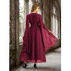 image:imageScarlet Darkness Renaissance Costume Women Maxi Witch Fairy Corset DressWine