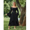 image:imageScarlet Darkness Renaissance Costume Women Medieval Bell Sleeve Maxi DressBlack